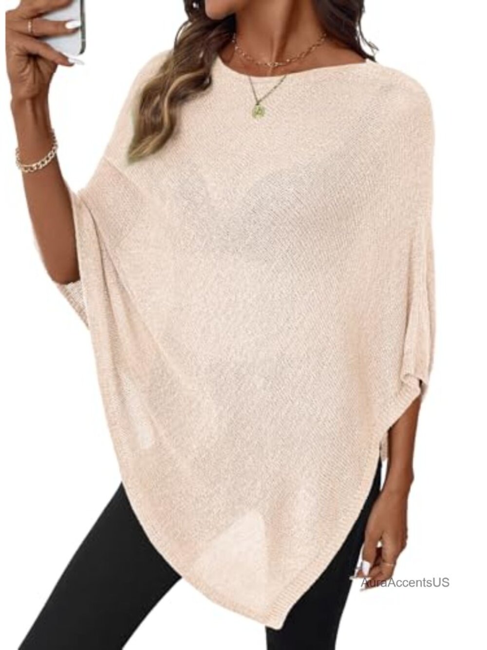 Women's Sheer Knit Poncho Crochet Summer Top Mesh Beach Cover Up